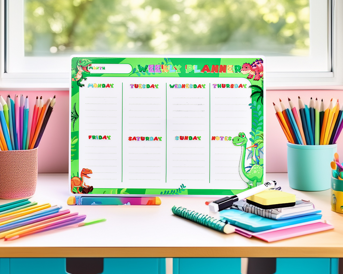 Tablero Semanal Imantado Dinosaurio